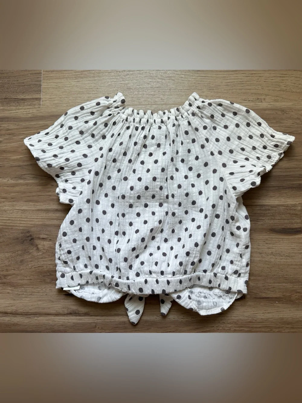 Zara Girl Polka Dot Tie-Front Blouse
